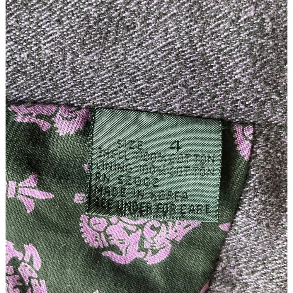 Vintage Liz Wear Women's Sz.Med-Large Cropped 90's Cotton Jacket purple Herringb - Picture 9 of 11